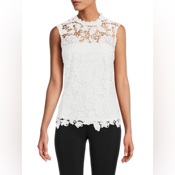 NWT Nanette Lepore Designer White Sleeveless Lace Spring Summer Top Size Small - Picture 4 of 13
